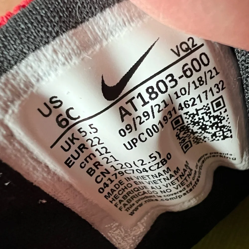 Nike Red and Black Sneakers with Velcro Closure